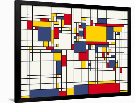 Mondrian Abstract World Map-Michael Tompsett-Framed Art Print