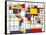 Mondrian Abstract World Map-Michael Tompsett-Framed Stretched Canvas
