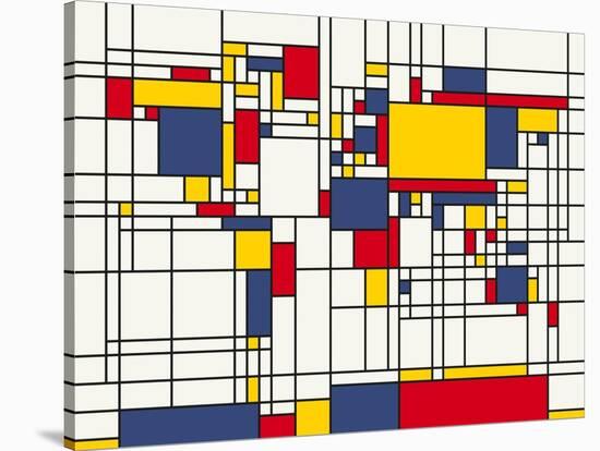 Mondrian Abstract World Map-Michael Tompsett-Stretched Canvas