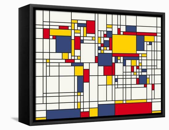 Mondrian Abstract World Map-Michael Tompsett-Framed Stretched Canvas