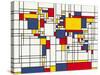Mondrian Abstract World Map-Michael Tompsett-Stretched Canvas