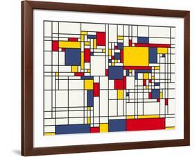 Mondrian Abstract World Map-Michael Tompsett-Framed Art Print