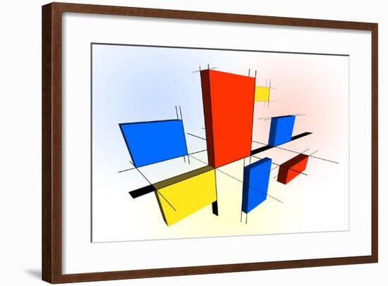 Mondrian Inspired 3D-Michael Tompsett-Framed Art Print