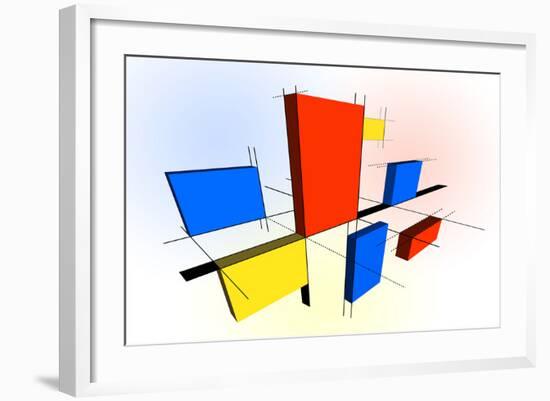 Mondrian Inspired 3D-Michael Tompsett-Framed Art Print