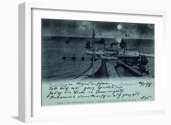 Mondschein Cuxhaven, Die Alte Liebe, Dampfer-null-Framed Giclee Print