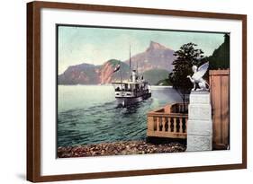 Mondsee, Dampfer Habsburg, Uferblick, Sphinxstatue-null-Framed Giclee Print