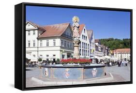 Mondsichelmadonna Sculpture, Marienbrunnen Fountain, Market Place Schwabisch Gmund-Markus Lange-Framed Stretched Canvas