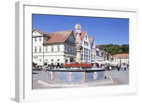 Mondsichelmadonna Sculpture, Marienbrunnen Fountain, Market Place Schwabisch Gmund-Markus Lange-Framed Photographic Print