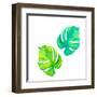 Monestera Leaves in Watercolor-rosapompelmo-Framed Art Print