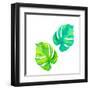 Monestera Leaves in Watercolor-rosapompelmo-Framed Art Print