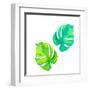 Monestera Leaves in Watercolor-rosapompelmo-Framed Art Print