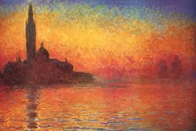 Monet Dusk Venice-Claude Monet-Lamina Framed Poster