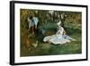 Monet Family In Garden-Claude Monet-Framed Giclee Print