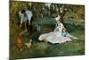 Monet Family In Garden-Claude Monet-Mounted Giclee Print