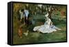 Monet Family In Garden-Claude Monet-Framed Stretched Canvas