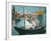 Monet in His Floating Studio, 1874-Edouard Manet-Framed Giclee Print