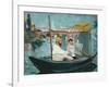 Monet in His Floating Studio, 1874-Edouard Manet-Framed Giclee Print