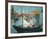 Monet in His Floating Studio, 1874-Edouard Manet-Framed Giclee Print