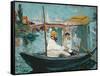 Monet in His Floating Studio, 1874-Edouard Manet-Framed Stretched Canvas