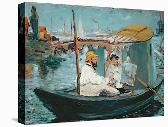 Monet in His Floating Studio, 1874-Edouard Manet-Stretched Canvas
