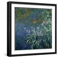 Monet: Irises By The Pond-Claude Monet-Framed Giclee Print