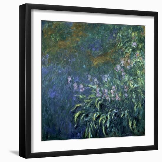 Monet: Irises By The Pond-Claude Monet-Framed Giclee Print