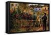 Monet Painting in His Garden in Argenteuil-Claude Monet-Framed Stretched Canvas