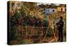 Monet Painting in His Garden in Argenteuil-Claude Monet-Stretched Canvas