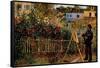 Monet Painting in His Garden in Argenteuil-Claude Monet-Framed Stretched Canvas