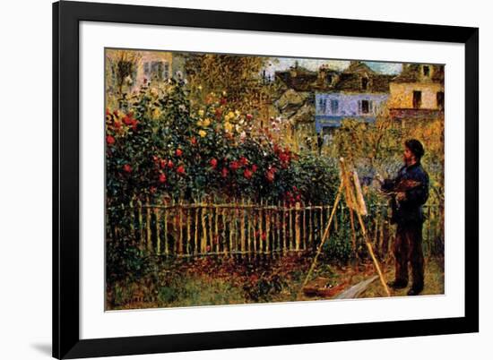 Monet Painting in His Garden in Argenteuil-Claude Monet-Framed Art Print