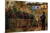 Monet Painting in His Garden in Argenteuil-Claude Monet-Mounted Art Print