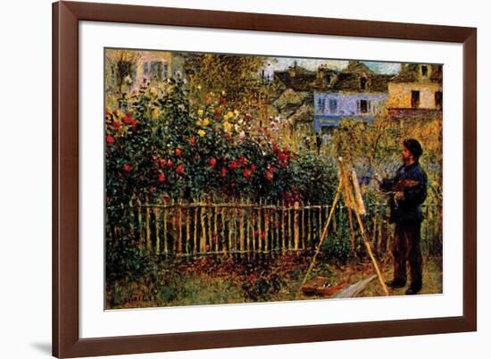 Monet Painting in His Garden in Argenteuil-Claude Monet-Framed Premium Giclee Print