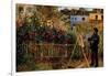 Monet Painting in His Garden in Argenteuil-Claude Monet-Framed Art Print