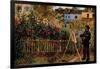 Monet Painting in His Garden in Argenteuil-Claude Monet-Framed Art Print