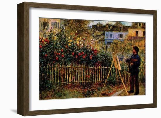 Monet Painting in His Garden in Argenteuil-Claude Monet-Framed Art Print