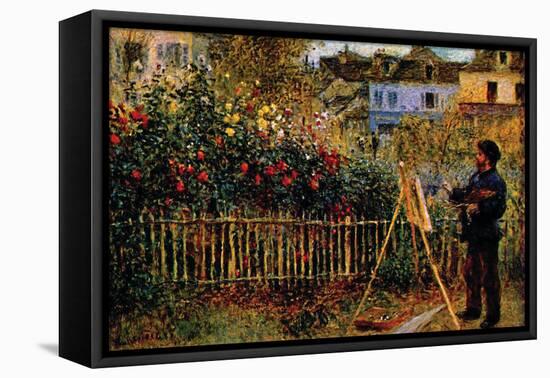 Monet Painting In His Garden In Argenteuil-Claude Monet-Framed Stretched Canvas