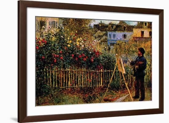 Monet Painting In His Garden In Argenteuil-Claude Monet-Framed Premium Giclee Print