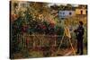 Monet Painting In His Garden In Argenteuil-Claude Monet-Stretched Canvas