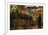 Monet Painting In His Garden In Argenteuil-Claude Monet-Framed Art Print