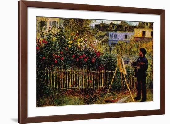 Monet Painting In His Garden In Argenteuil-Claude Monet-Framed Art Print