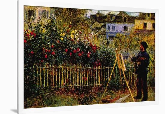 Monet Painting In His Garden In Argenteuil-Claude Monet-Framed Art Print