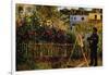 Monet Painting In His Garden In Argenteuil-Claude Monet-Framed Art Print