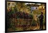 Monet Painting In His Garden In Argenteuil-Claude Monet-Framed Art Print