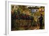 Monet Painting In His Garden In Argenteuil-Claude Monet-Framed Art Print