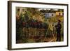 Monet Painting In His Garden In Argenteuil-Claude Monet-Framed Art Print