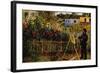 Monet Painting In His Garden In Argenteuil-Claude Monet-Framed Art Print