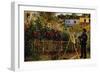 Monet Painting In His Garden In Argenteuil-Claude Monet-Framed Art Print