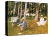 Monet Painting Woods, 1888-John Singer Sargent-Stretched Canvas