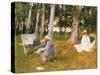 Monet Painting Woods, 1888-John Singer Sargent-Stretched Canvas