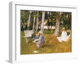 Monet Painting Woods, 1888-John Singer Sargent-Framed Giclee Print